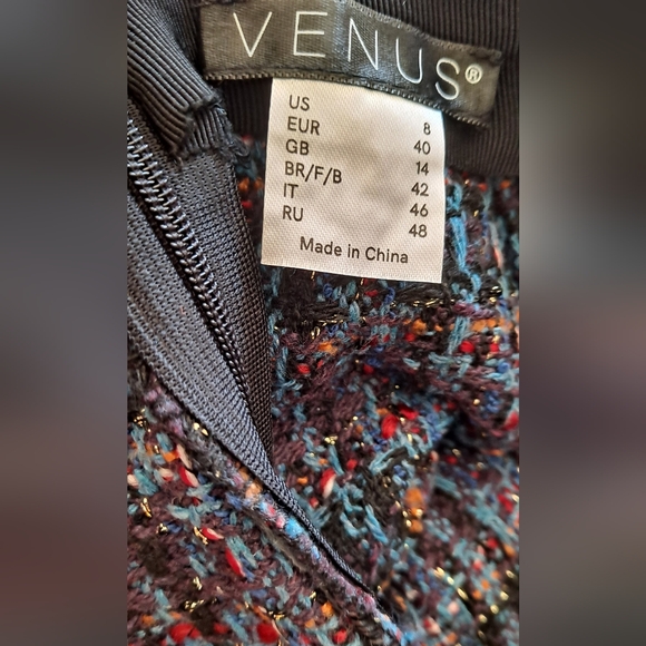 NWT VENUS Multi Blue Plaid Tweed Belted Skort - Picture 6 of 6